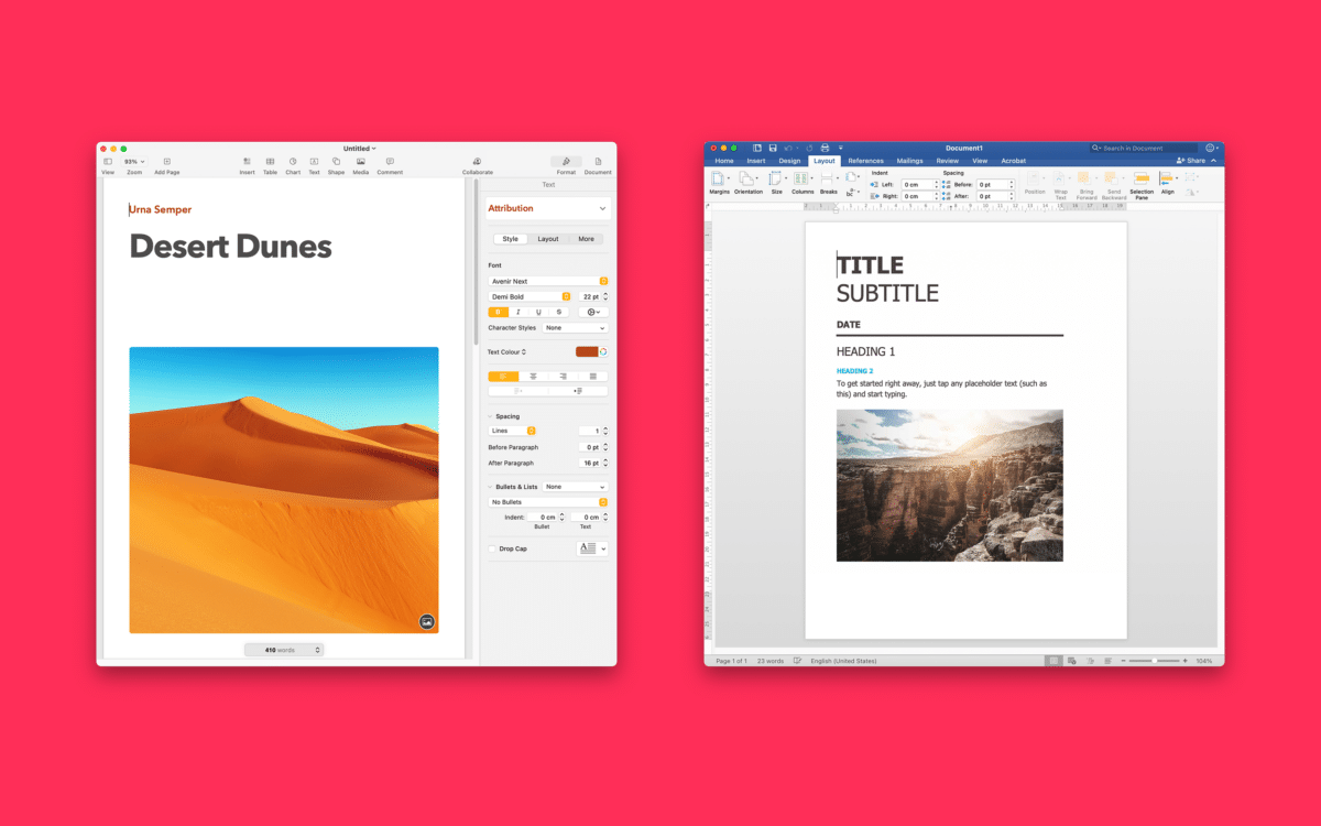 Microsoft Word vs Apple Pages