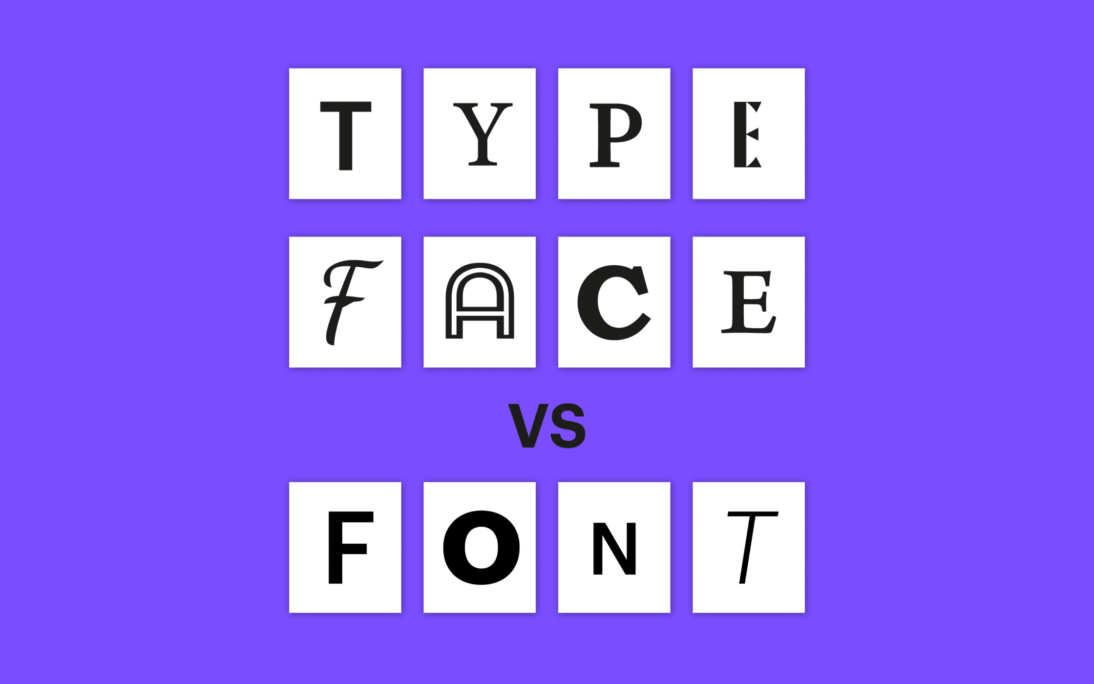 typeface vs font vs glyph