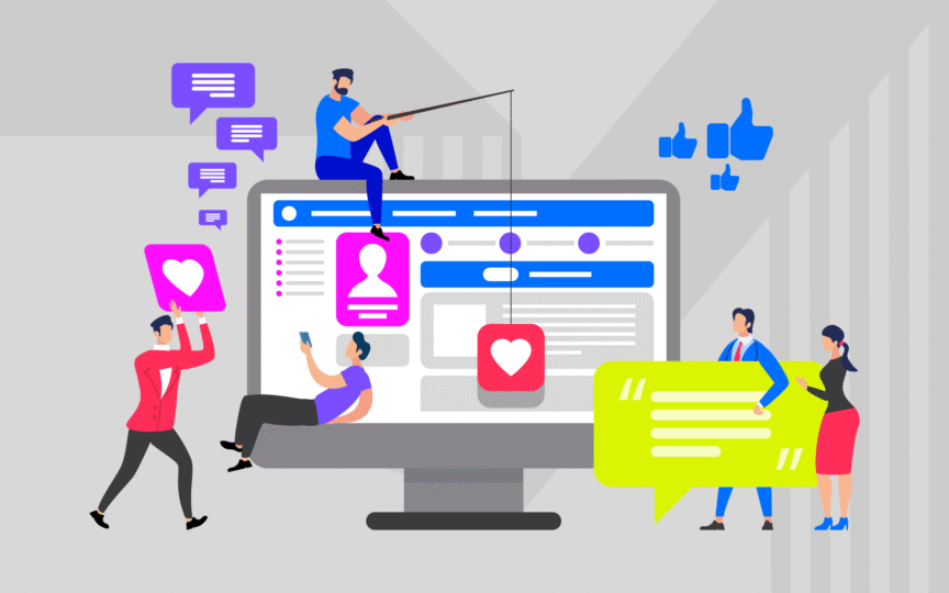 Man and woman engaging with online content and messages, highlighting how aligned visuals support marketing impact.