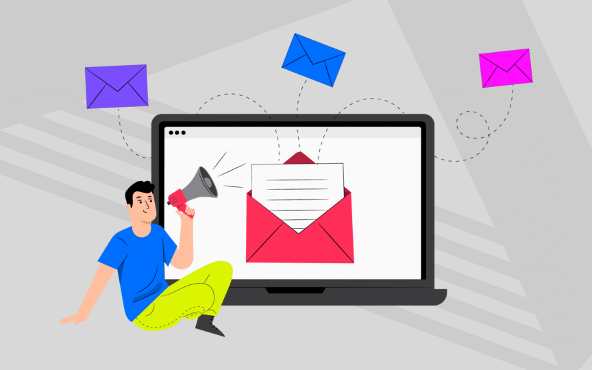 Image illustrating steps to create a professional email marketing campaign with graphics and text highlights.