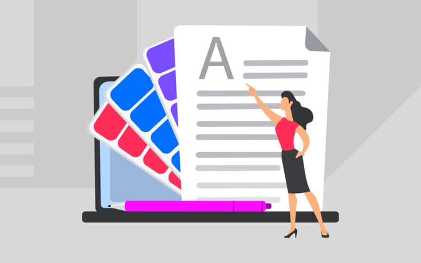 Illustration showing brand-aligned scripts, combining tone of voice guidelines with practical brand enablement tools.