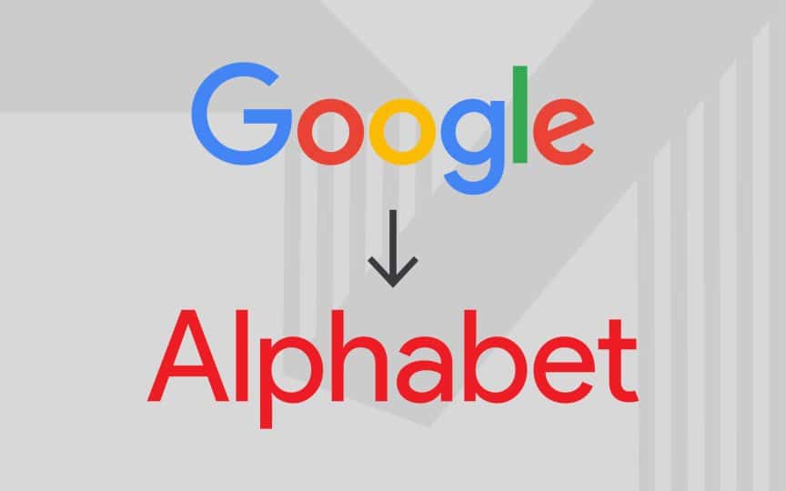 Illustration representing Google's transition to Alphabet, showing the Google logo alongside the Alphabet logo, symbolizing the shift from a single brand to a parent company structure.