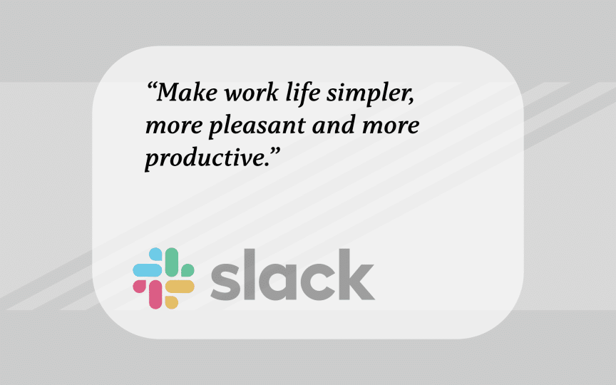 Graphic showing a quote that represents Slack's brand positioning.