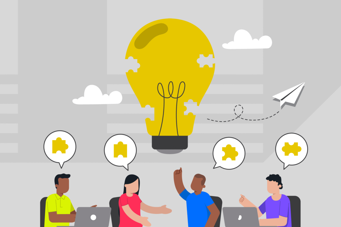 Illustration of a business team aiming at a target, symbolising brands aligning actions with authentic purpose.