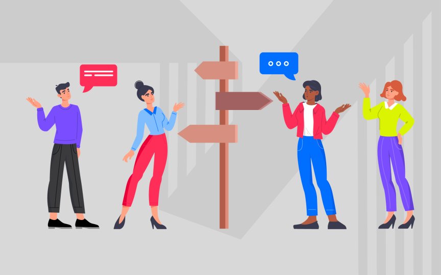 Students discussing environmental branding