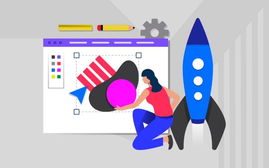 Person inspecting graphic design.