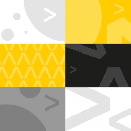 Maxa — four-panel graphic background featuring abstract geometric shapes in white, yellow, grey and black.