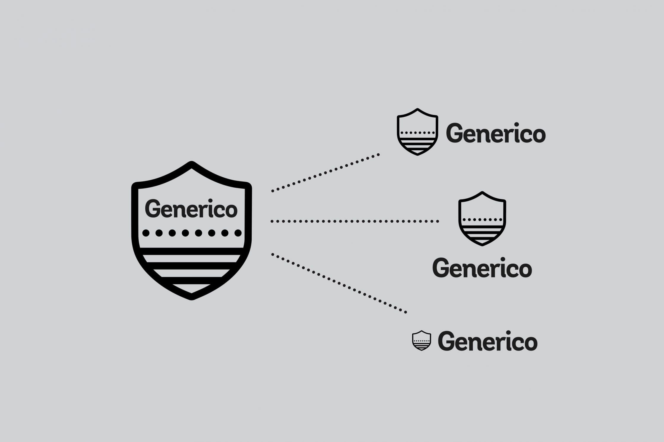 Testing the Generico logo in different arrangements.