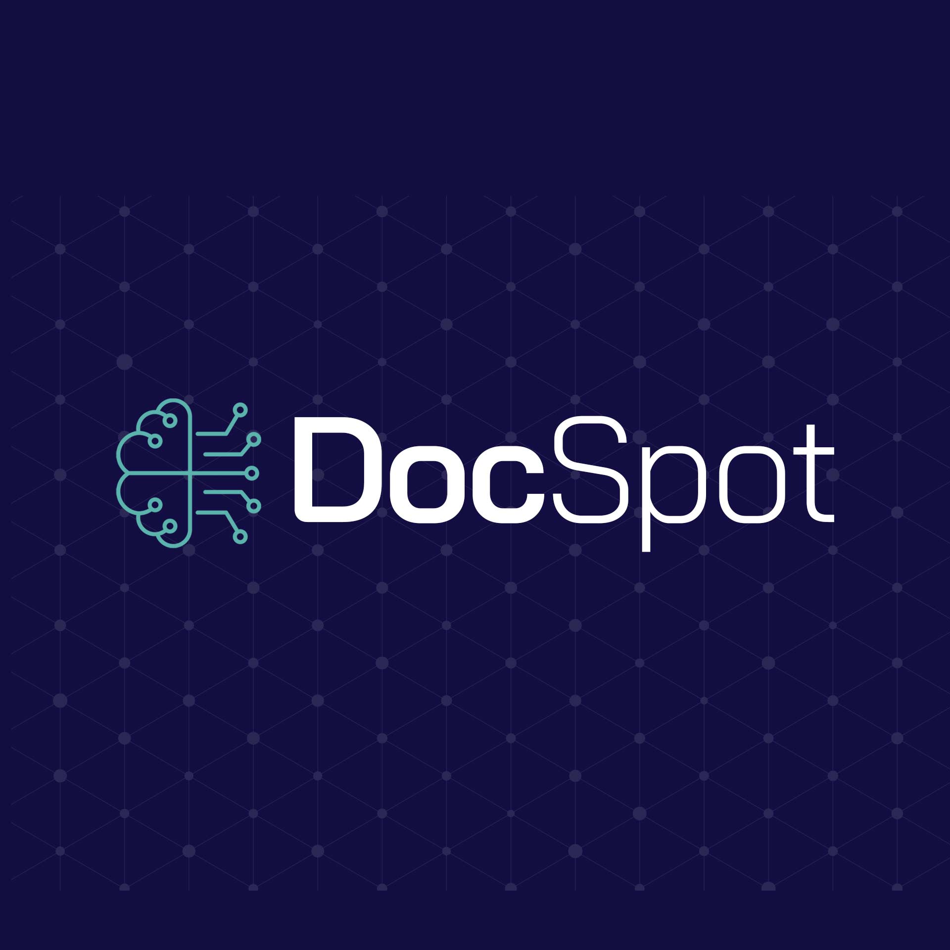 DocSpot logo on a dark blue digital network background.